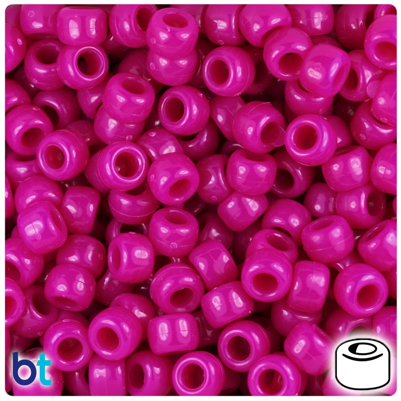 BeadTin Mulberry Opaque 9mm Barrel Plastic Pony Beads (500pcs)
